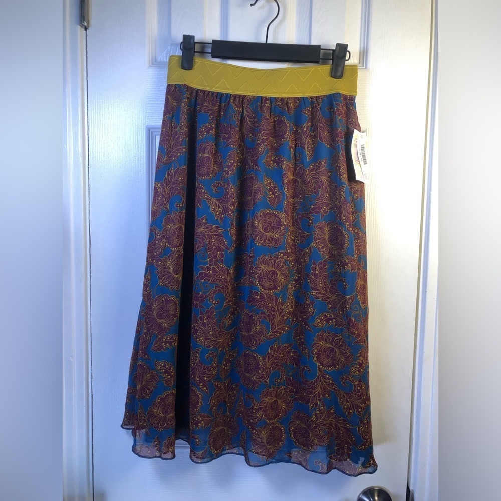 Floral Print A-Line Skirt with Mustard Waistband XS NWT Lola - Picture 2 of 8